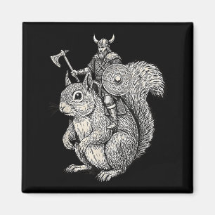 Aimant Écureuil chevauchant Viking Art de guerrier drôle