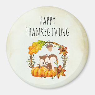 Aimant Écureuil de bon thanksgiving dans la couronne de f