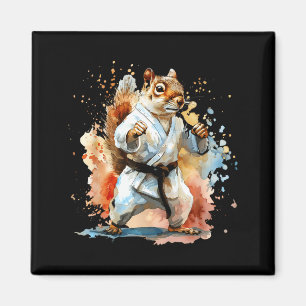 Aimant Écureuil de karaté aquarelle Taekwondo MMA Écureui