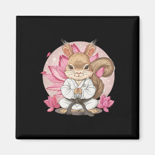 Aimant Écureuil de karaté mignon fleur de lotus Kung Fu M
