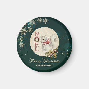 Aimant Écureuil de Noël Vintage, Snowflakes