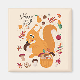Aimant Écureuil mignon d'automne avec texte personnalisé