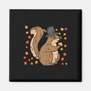 Aimant Écureuil pèlerin mignon Thanksgiving Automne Autom