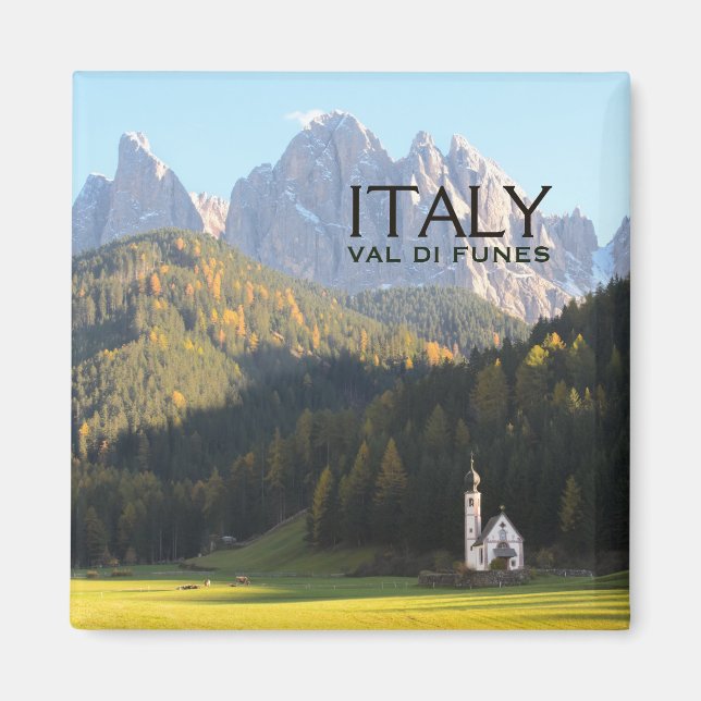 Aimant Église avec Dolomite mountain souvenir texte aiman (Devant)
