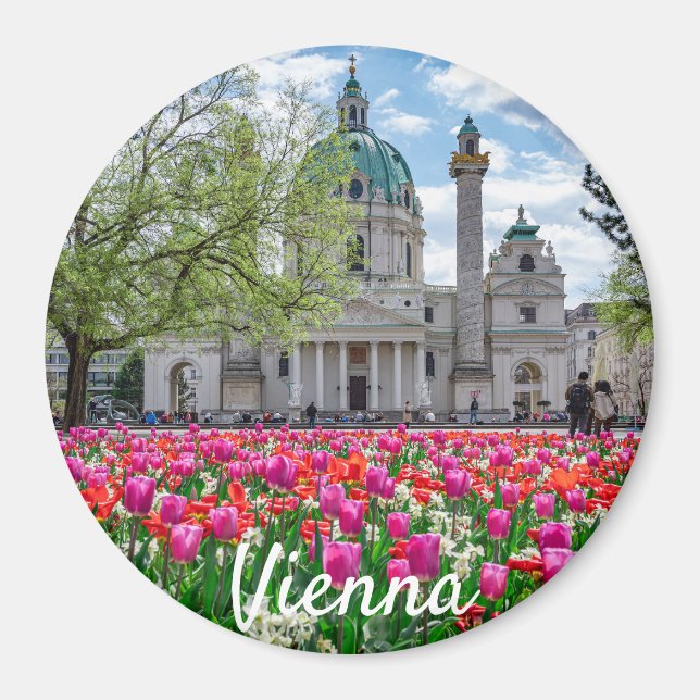 Aimant Eglise Saint-Charles au printemps à Vienne, Autric (Devant)