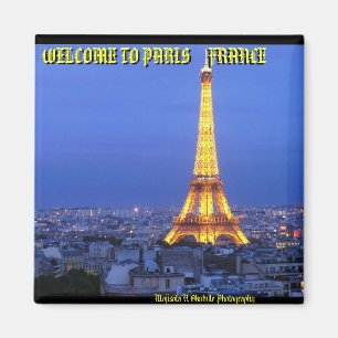 Aimant Eiffel-tour-à-nuit, ACCUEIL À FRAN de PARIS…