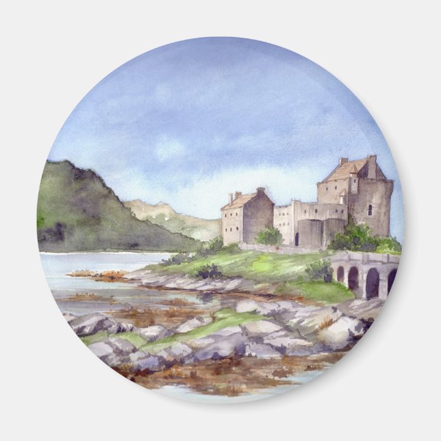 Aimant Eilean Donan Castle Watercolor Painting (Devant)
