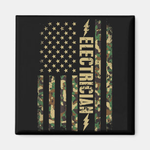 Aimant Électricien patriotique camouflage drapeau américa