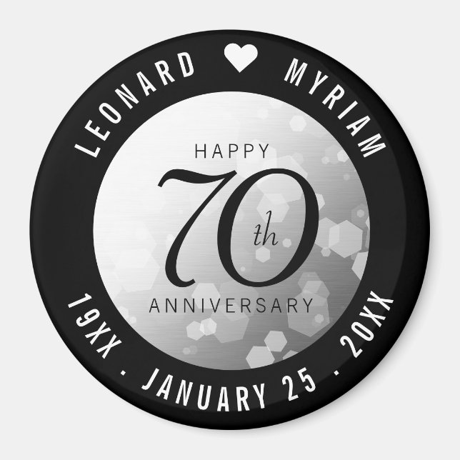 Aimant Élégant 70e anniversaire de Mariage Platinum (Devant)