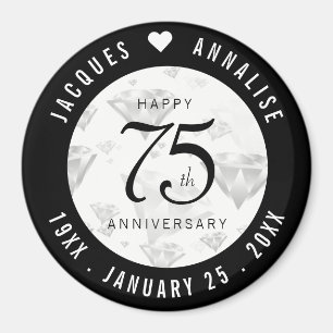 Aimant Élégant 75e anniversaire de Mariage de diamant