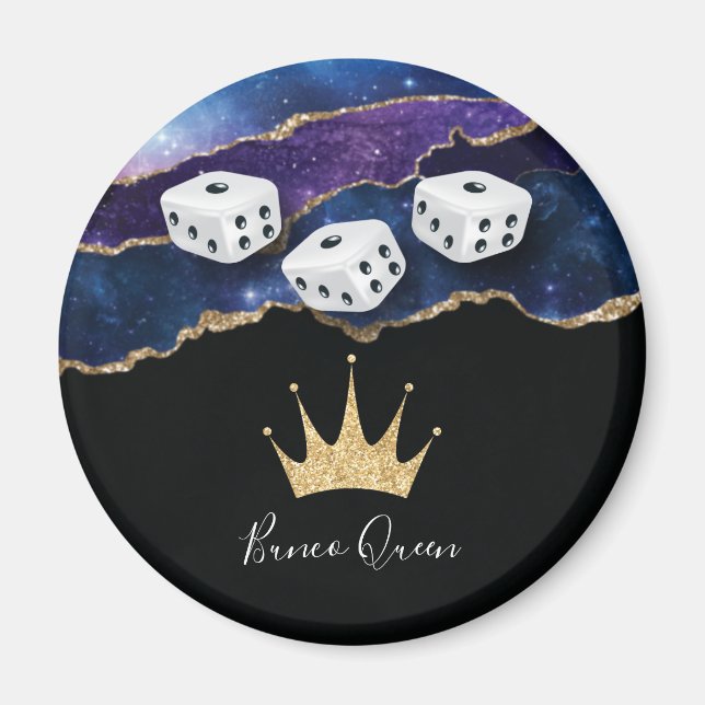Aimant Elégant Bunco Dice Queen Parties scintillant Gold  (Devant)