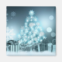 Aimant Élégant cadeau de Noël en Arbre Bleu