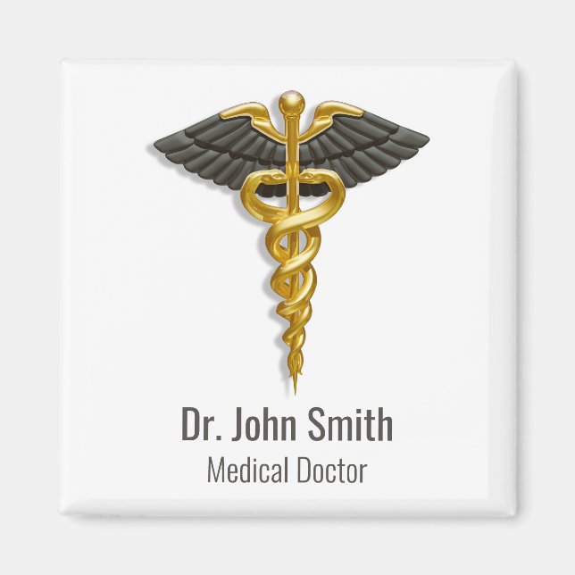 Aimant Élégant Caduceus Or Classy Black Wings Médicale (Devant)