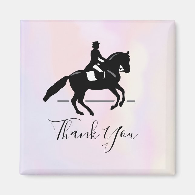 Aimant Elégant cavalier de Dressage sur Merci d'aquarelle (Devant)