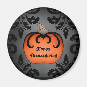 Aimant Élégant citrouille de Thanksgiving sur damask