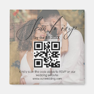 Aimant élégant code rsvp qr mariage photo évanouie