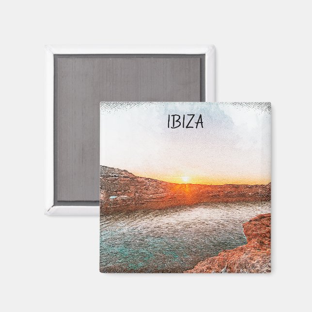 Aimant Elégant coucher de soleil d'Ibiza Espagne (Recto/Verso)
