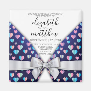 Aimant Elégant design moderne Bow and Heart Speckles