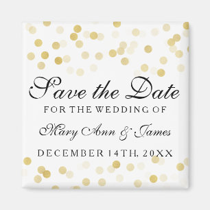 Aimant Élégant Enregistrer La Date Gold Foil Parties scin