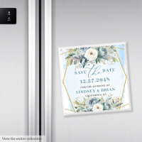 Élégant faire-part de mariage Pivoine bleu poussié