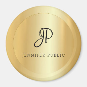 Aimant Elégant Faux Gold Modèle Monogramme Moderne Grand