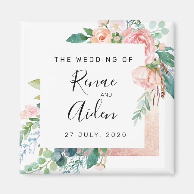 Aimant Elegant floral wedding favour magnet, wedding (Devant)