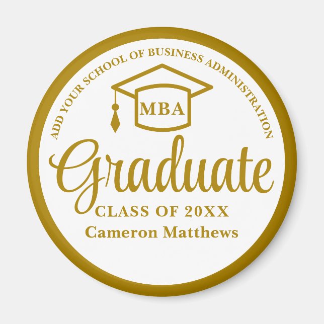 Aimant Elégant Gold Business School MBA (Devant)