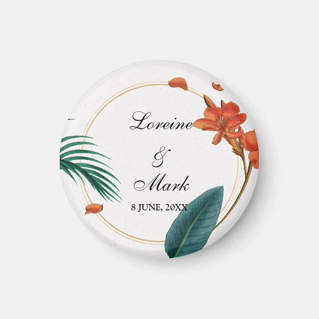 Aimant Élégant Mariage floral tropical (Devant)