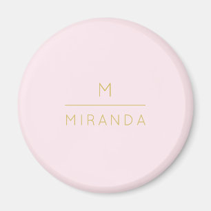 Aimant Élégant Monogramme rose rose or minimaliste Classé