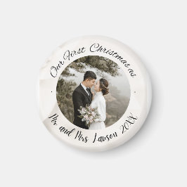 Aimant Elégant Notre première photo mariage de Noël