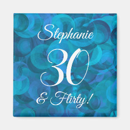 Aimant Elégant Ocean Blue 30 et Flirty Birthday Party