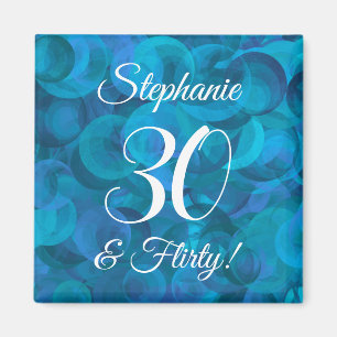Aimant Elégant Ocean Blue 30 et Flirty Birthday Party