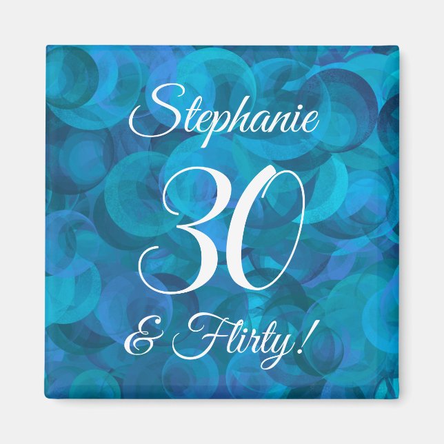 Aimant Elégant Ocean Blue 30 et Flirty Birthday Party (Devant)
