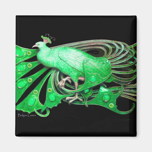 AIMANT ÉLÉGANT PEACOCK EN VERT, NOIR (Devant)
