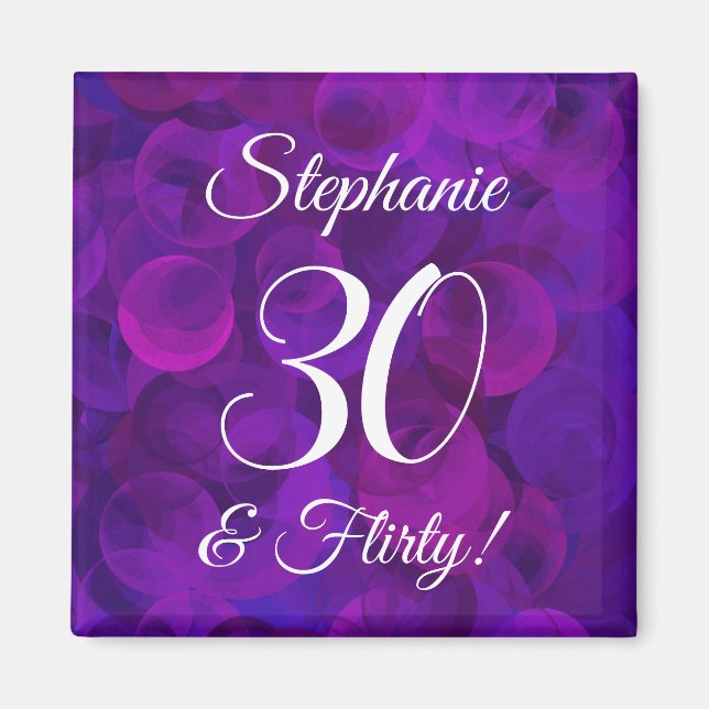 Aimant Elégant Purple 30 et Flirty fête d'anniversaire (Devant)