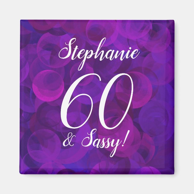 Aimant Elégant Purple 60 et fête d'anniversaire Sassy (Devant)