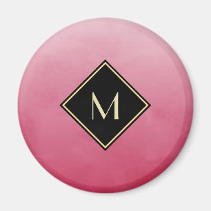 Aimant Élégant rose Brossé Avec Monogramme Or Simple