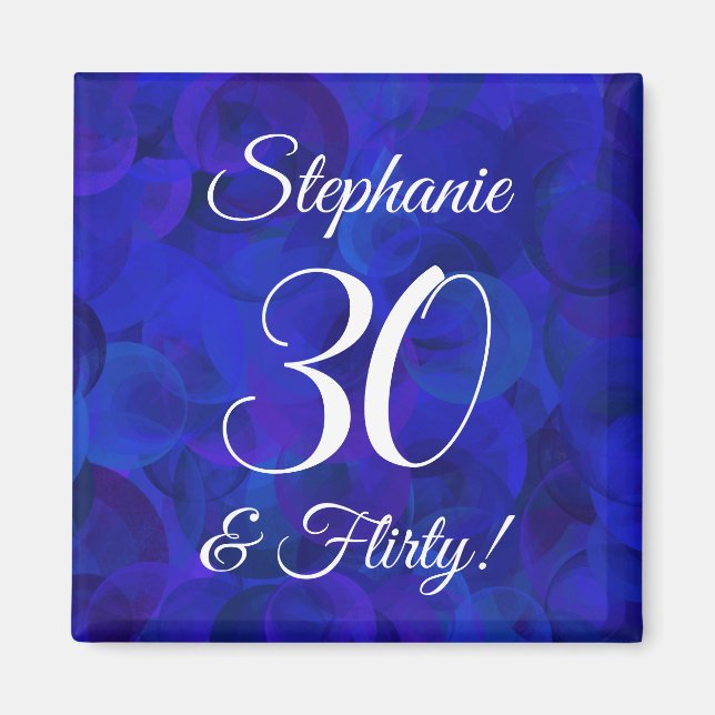 Aimant Elégant Royal Blue 30 et Flirty Birthday Party (Devant)