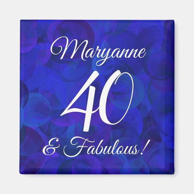 Aimant Elégant Royal Blue 40 et fabuleuse fête d'annivers (Devant)