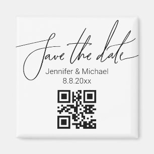 Aimant élégant save the date, code QR mariage minimaliste
