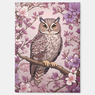 Aimant Elégant Scops Owl Purple Floral