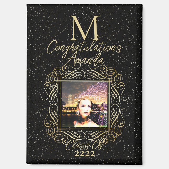 Aimant Elegant Scroll + Gold Dots Congratulation Class of (Recto)