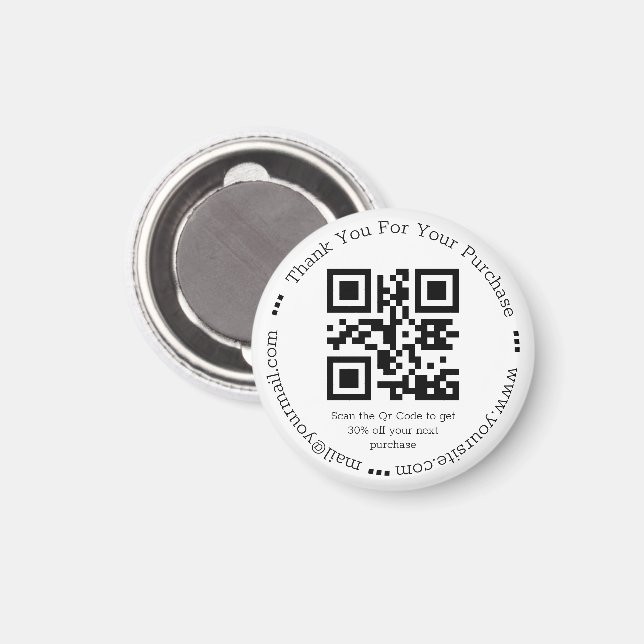 Aimant élégant simple merci business qr code (Recto/Verso)