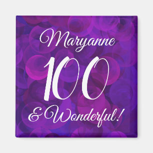 Aimant Elégant violet 100 et merveilleux anniversaire