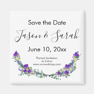 Aimant Élégant violet violet lavande SAUVER LA DATE