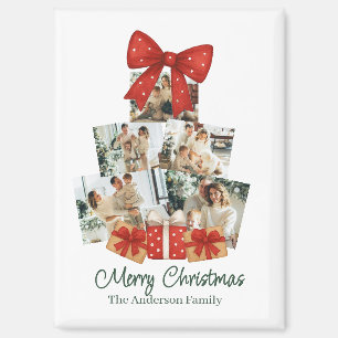 Aimant Elégante aquarelle Bow rouge famille sapin de Noël