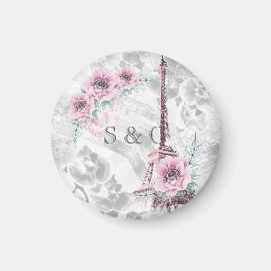 Aimant Elégante couronne de fleurs roses.