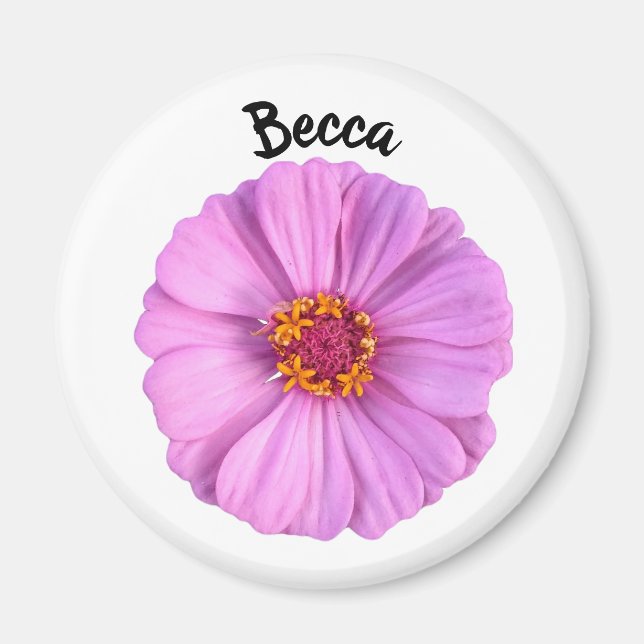 Aimant Élégante Fleur rose Zinnia personnalisée (Devant)