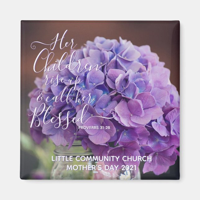 Aimant Elégante Hydrangea Christian Mothers Day Verse (Devant)