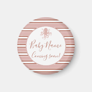 Aimant Élégante pieuvre marine rayée Baby Shower I